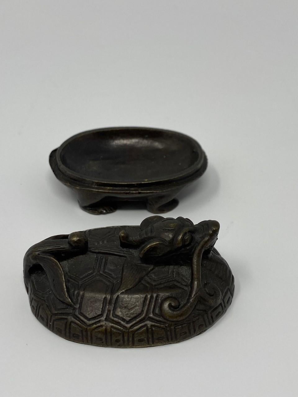 Antique 20th Century Chinese Brass Dragon Figure Pillbox 1