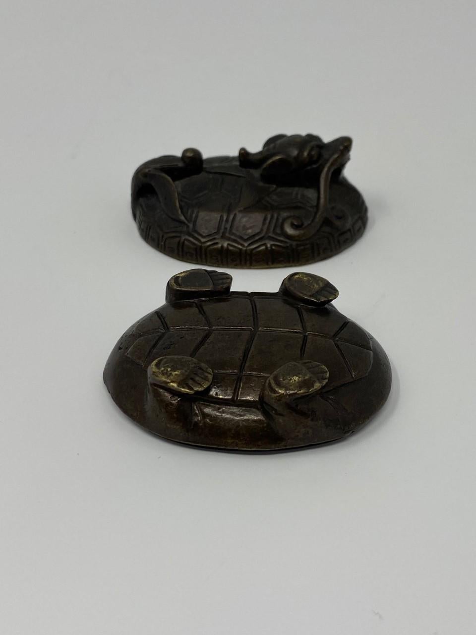 Antique 20th Century Chinese Brass Dragon Figure Pillbox 2
