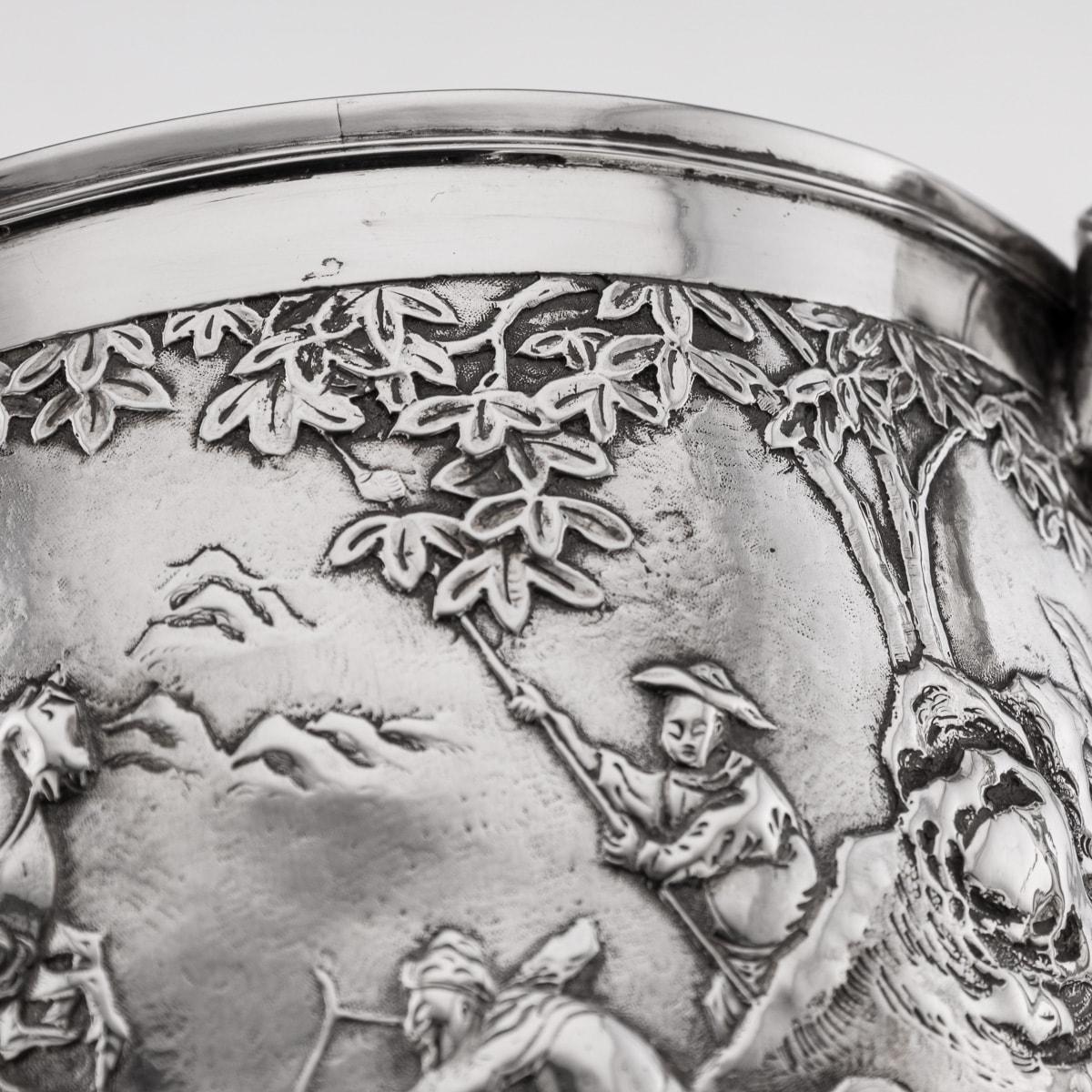 Antique 20th Century Chinese Export Silver Trophy Cup On Base, Luen Wo c.1900 10