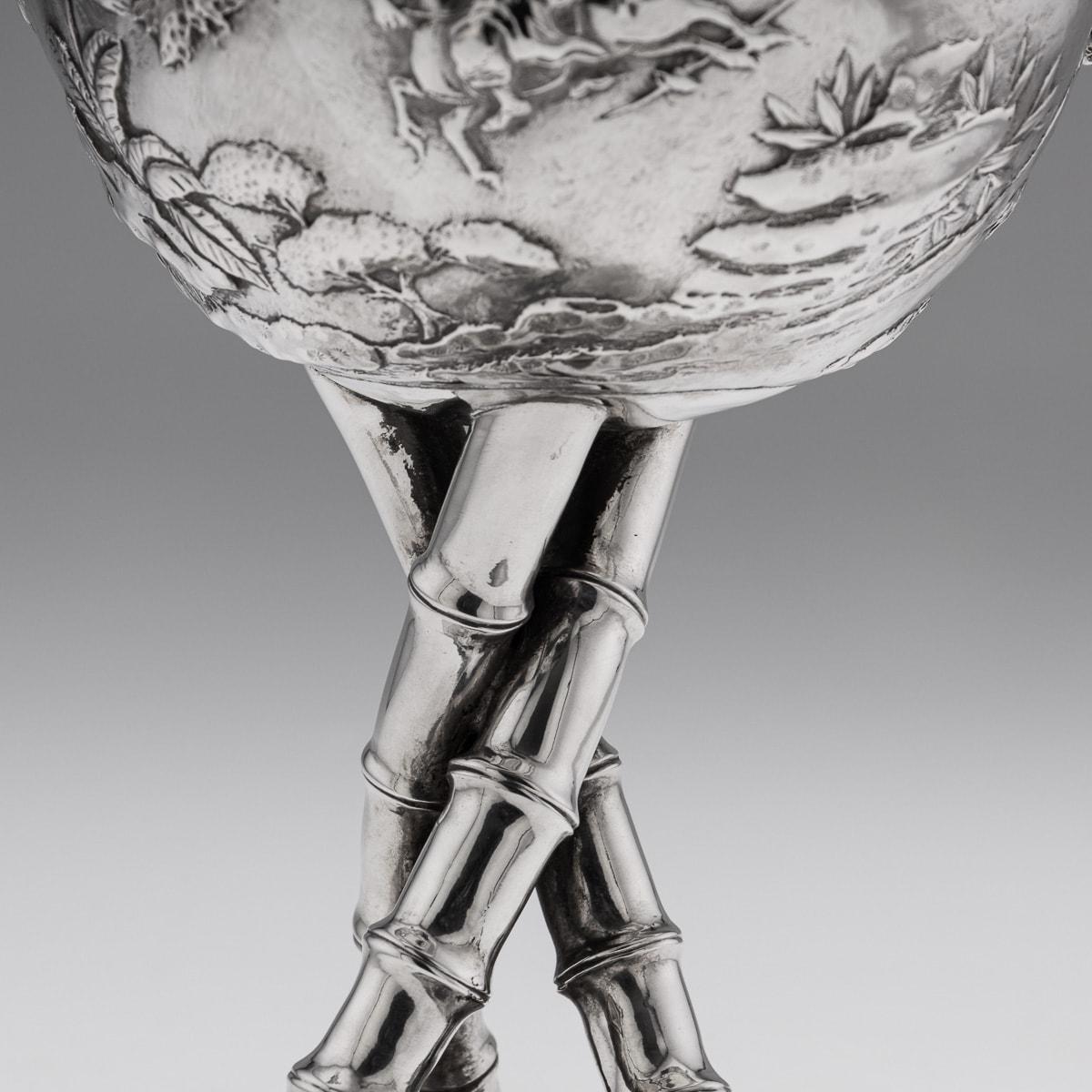 Antique 20th Century Chinese Export Silver Trophy Cup On Base, Luen Wo c.1900 For Sale 12