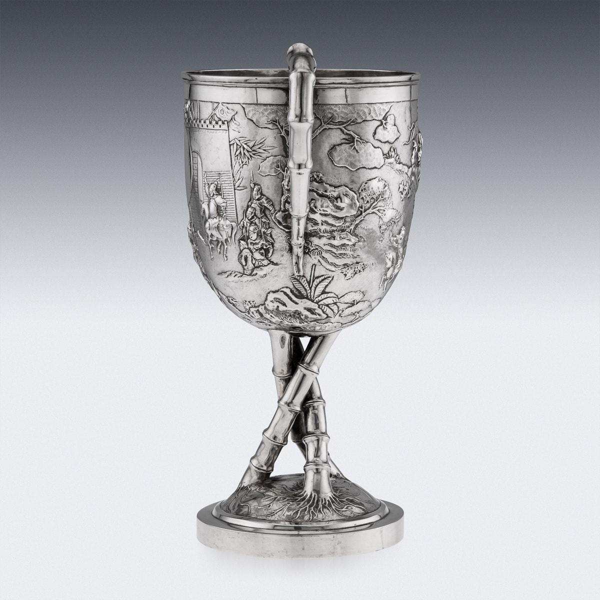 Other Antique 20th Century Chinese Export Silver Trophy Cup On Base, Luen Wo c.1900 For Sale