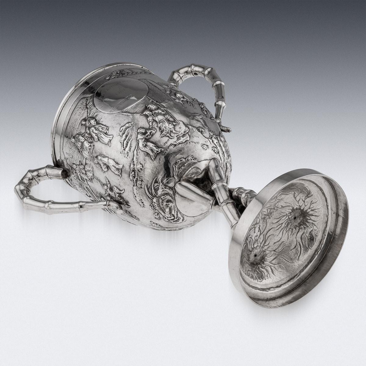 Antique 20th Century Chinese Export Silver Trophy Cup On Base, Luen Wo c.1900 1