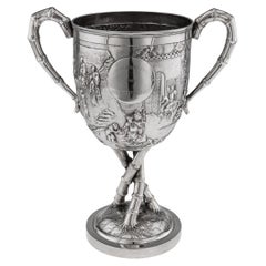 Antique 20th Century Chinese Export Silver Trophy Cup On Base, Luen Wo c.1900