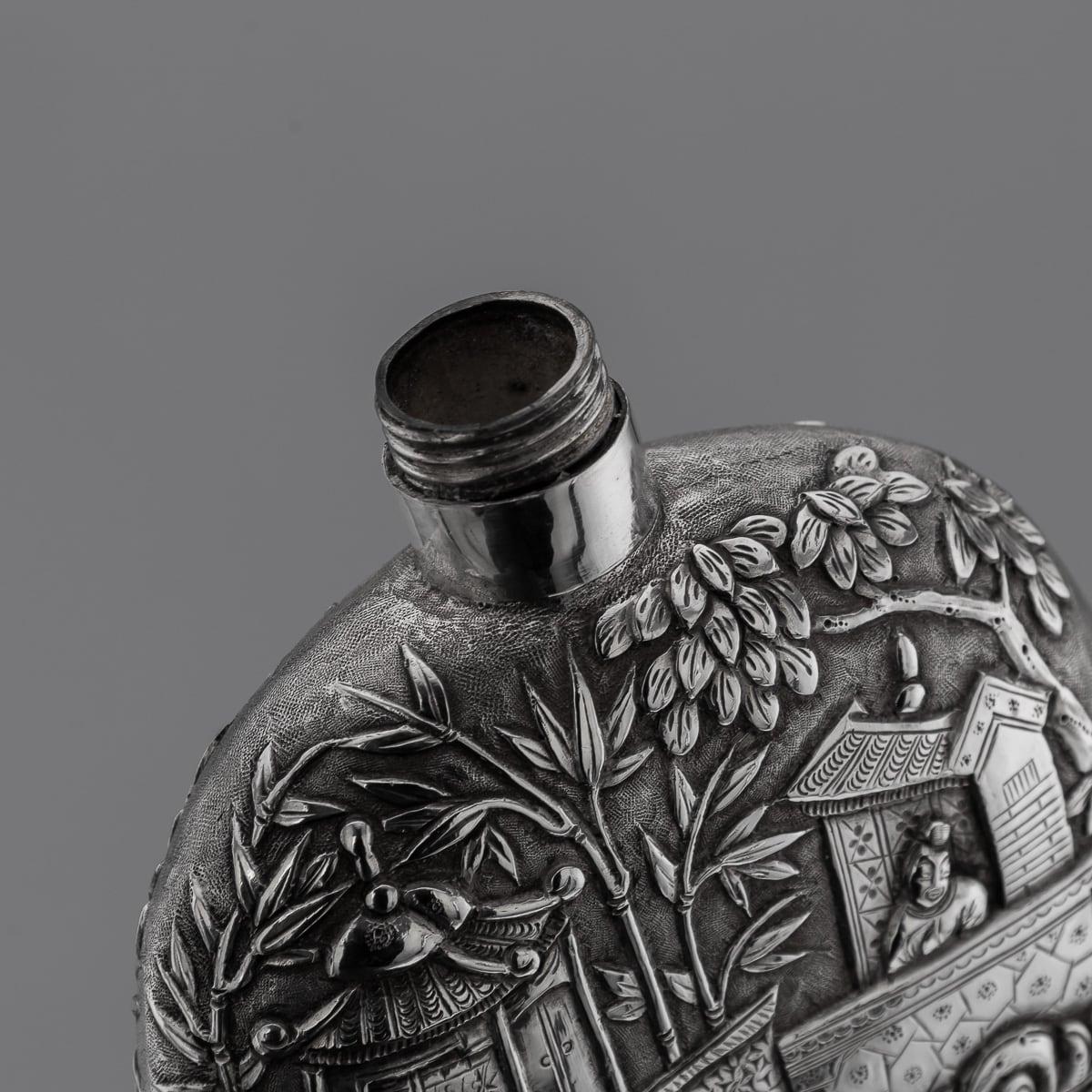 Antigua petaca de plata maciza de exportación china del siglo XX, Cantón c.1900 en Bueno estado para la venta en Royal Tunbridge Wells, Kent