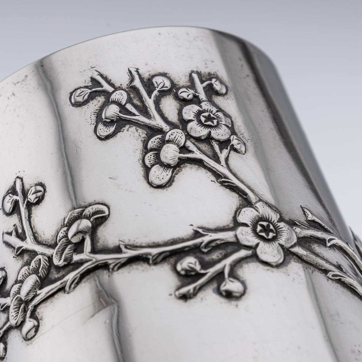 Antiker chinesischer Exportbecher aus massivem Silber des 20. Jahrhunderts, Luen Hing, um 1900 im Angebot 11