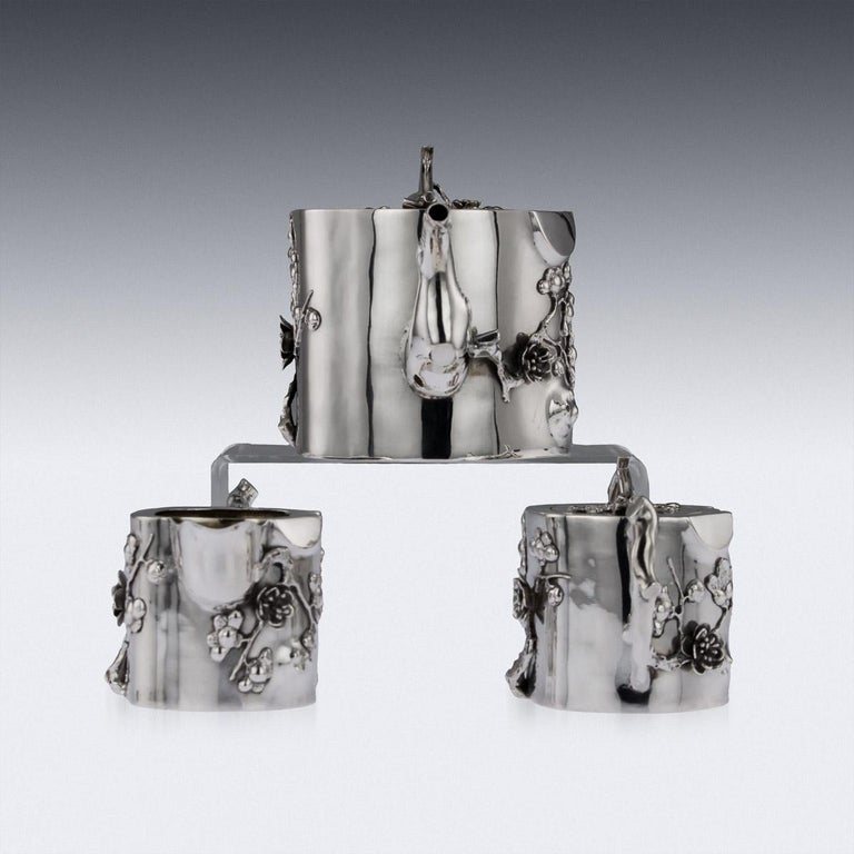 Antique 20th Century Chinese Export Solid Silver Three ...
