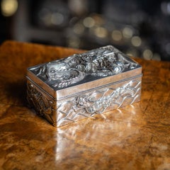 Antique 20th Century Chinese Solid Silver Dragon Cigar Box, Bao Xing c.1900