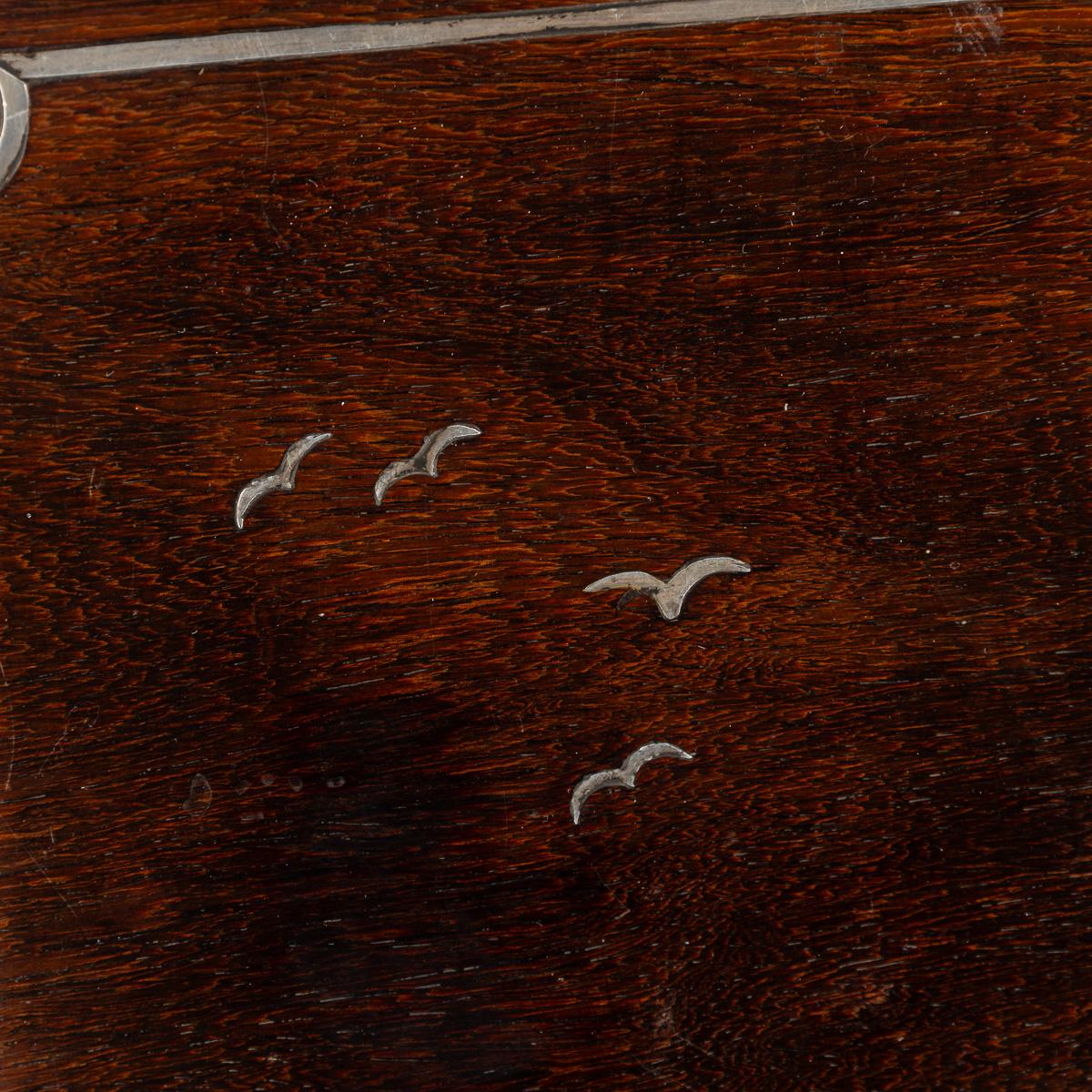 Antico vassoio da tè cinese del XX secolo in argento massiccio e legno, 1900 ca. in vendita 2