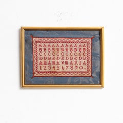 Antique 20th Century Cross-Stitch Sampler with Alphabet & Numbers