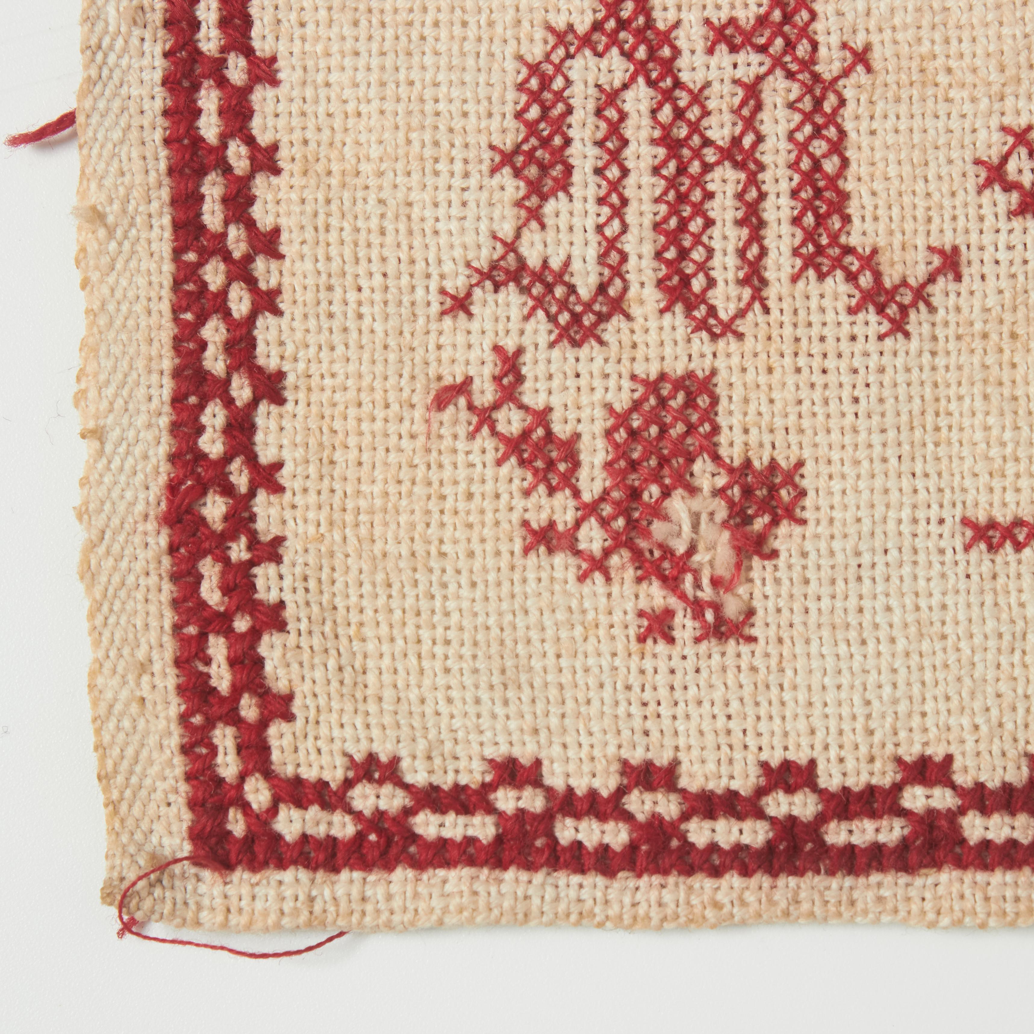 Mid-Century Modern Antique 20th Century Cross-Stitch Sampler with Alphabet & Numbers For Sale