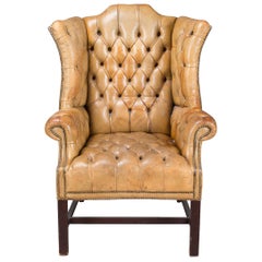 Antique 20th Century Edwardian Button-Down Leather Armchair, circa 1910