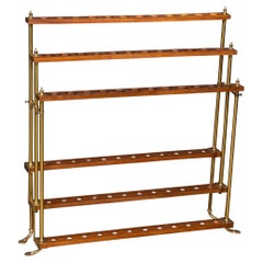 Antique 20th Century Edwardian English Oak & Brass Walking Stick Stand c.1910