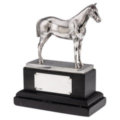 Antique 20th Century Edwardian English Solid Silver Horse Trophy On Stand c.1908