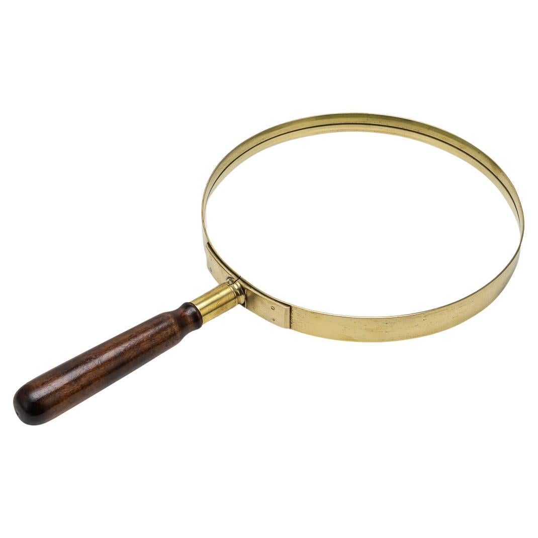 Antique 20th Century Edwardian Large Brass Magnifying Glass c.1905