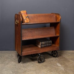 Antique 20th Century Edwardian Oak Library Trolley c.1900