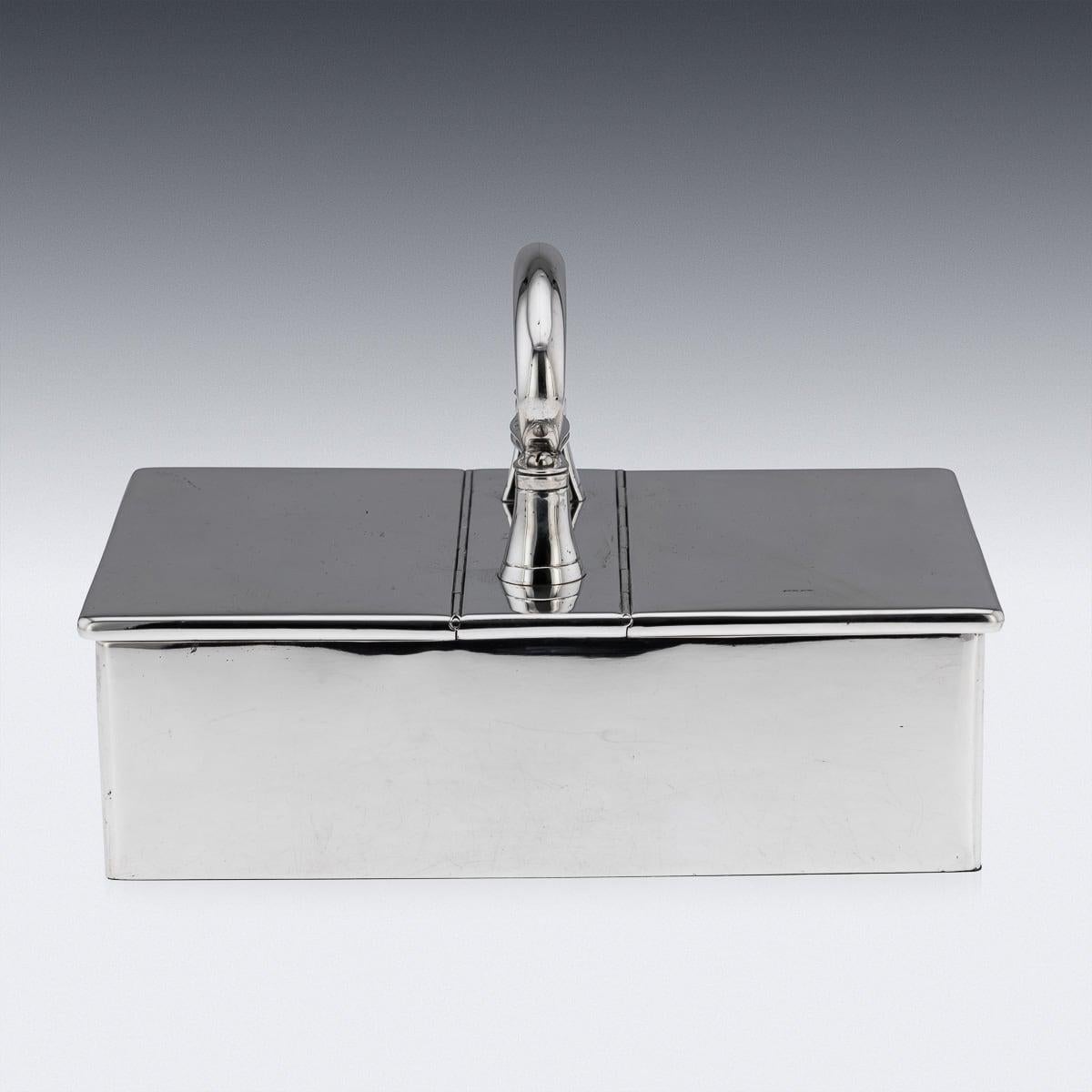 Antigua caja de puros de plata maciza eduardiana del siglo XX, Londres c.1909 en Bueno estado para la venta en Royal Tunbridge Wells, Kent