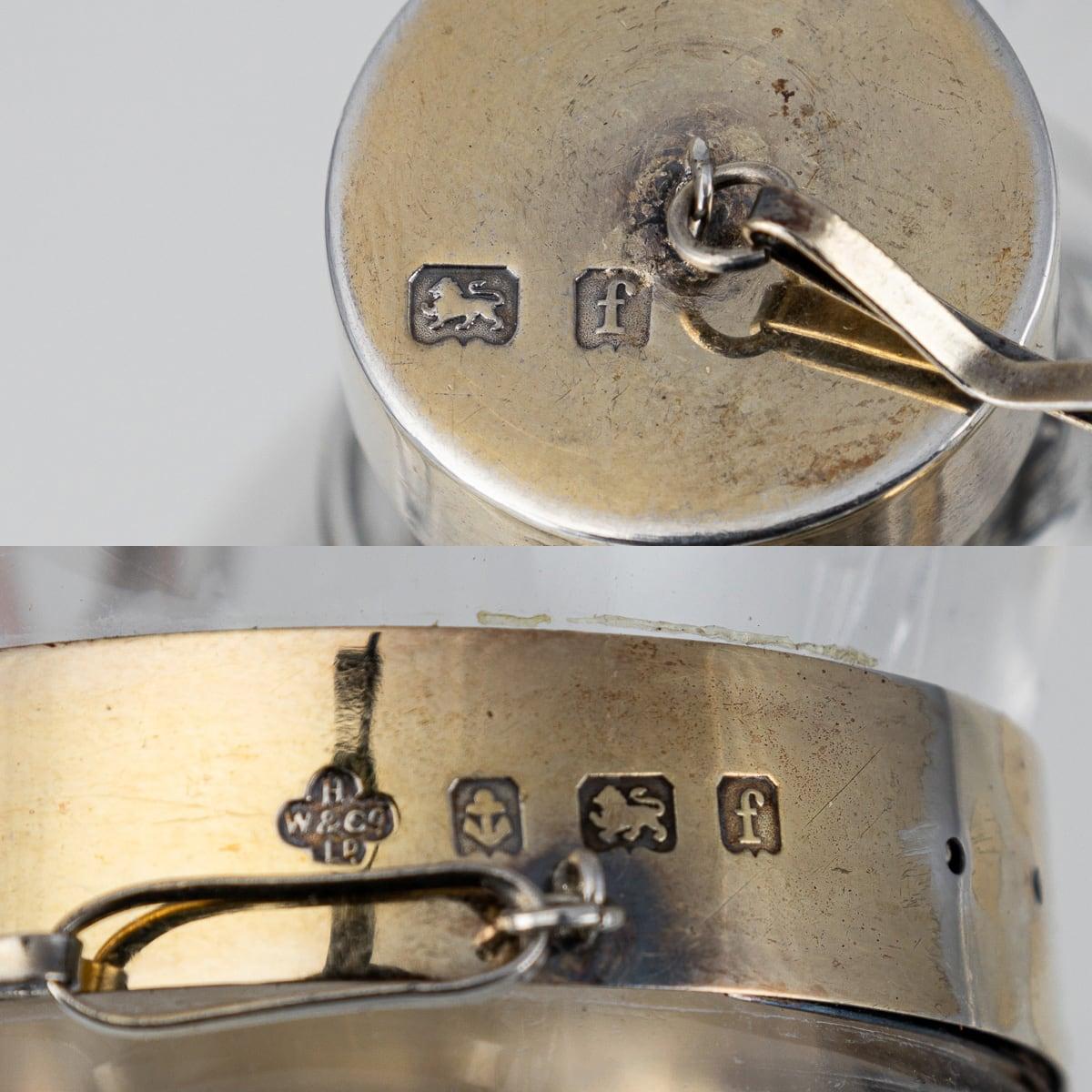 Pichet à vin édouardien du 20ème siècle en argent massif et verre fantaisie c.1905 en vente 7