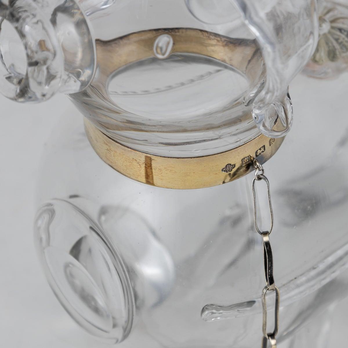 Pichet à vin édouardien du 20ème siècle en argent massif et verre fantaisie c.1905 en vente 1