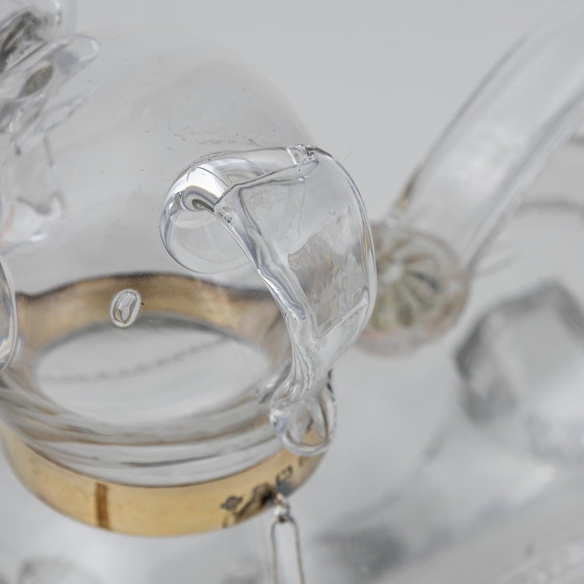 Pichet à vin édouardien du 20ème siècle en argent massif et verre fantaisie c.1905 en vente 2