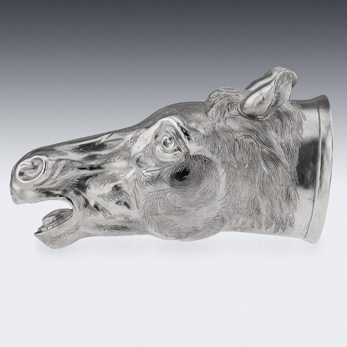 British Antique 20th Century Edwardian Solid Silver Horse Stirrup Cup by Elkington & Co For Sale