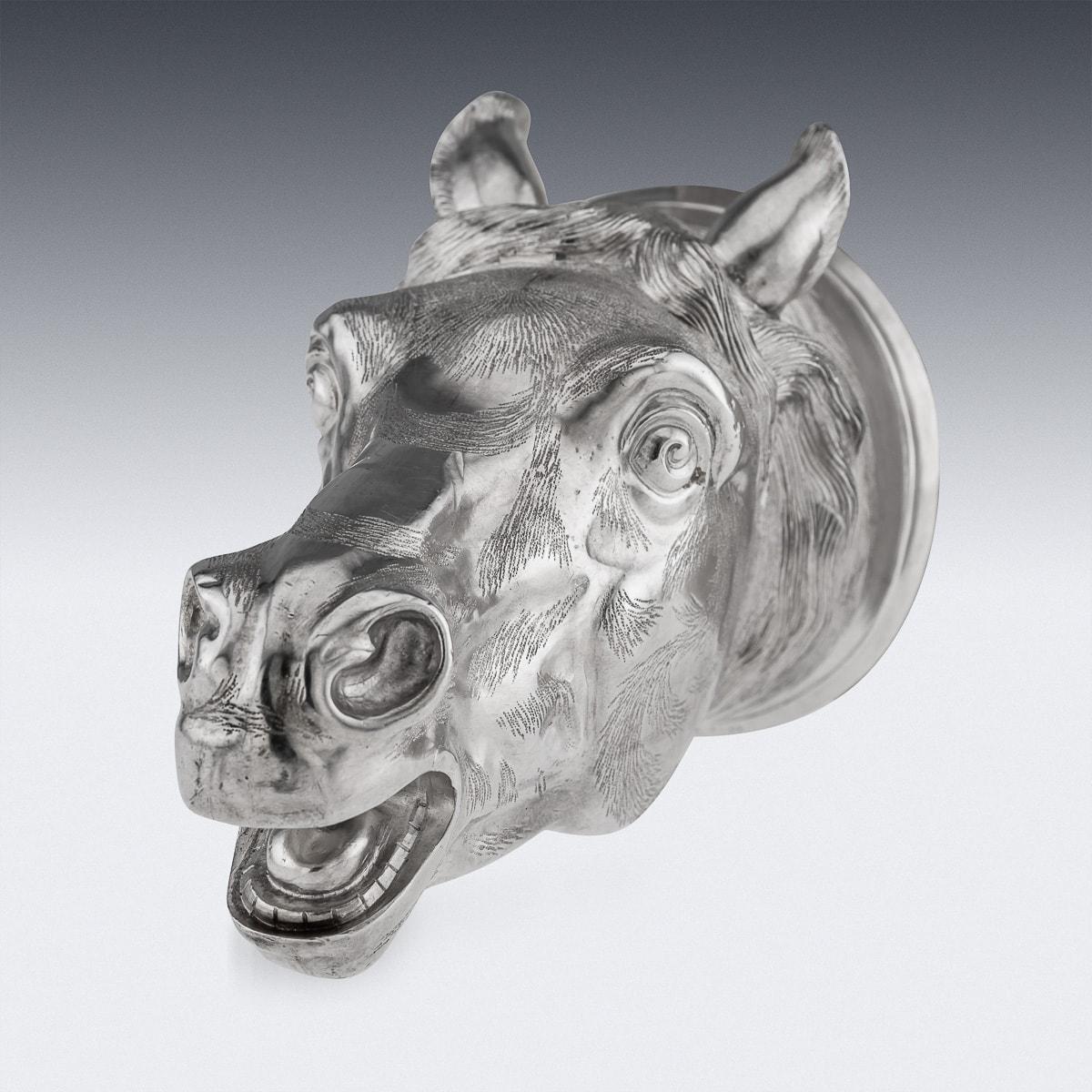 Sterling Silver Antique 20th Century Edwardian Solid Silver Horse Stirrup Cup by Elkington & Co