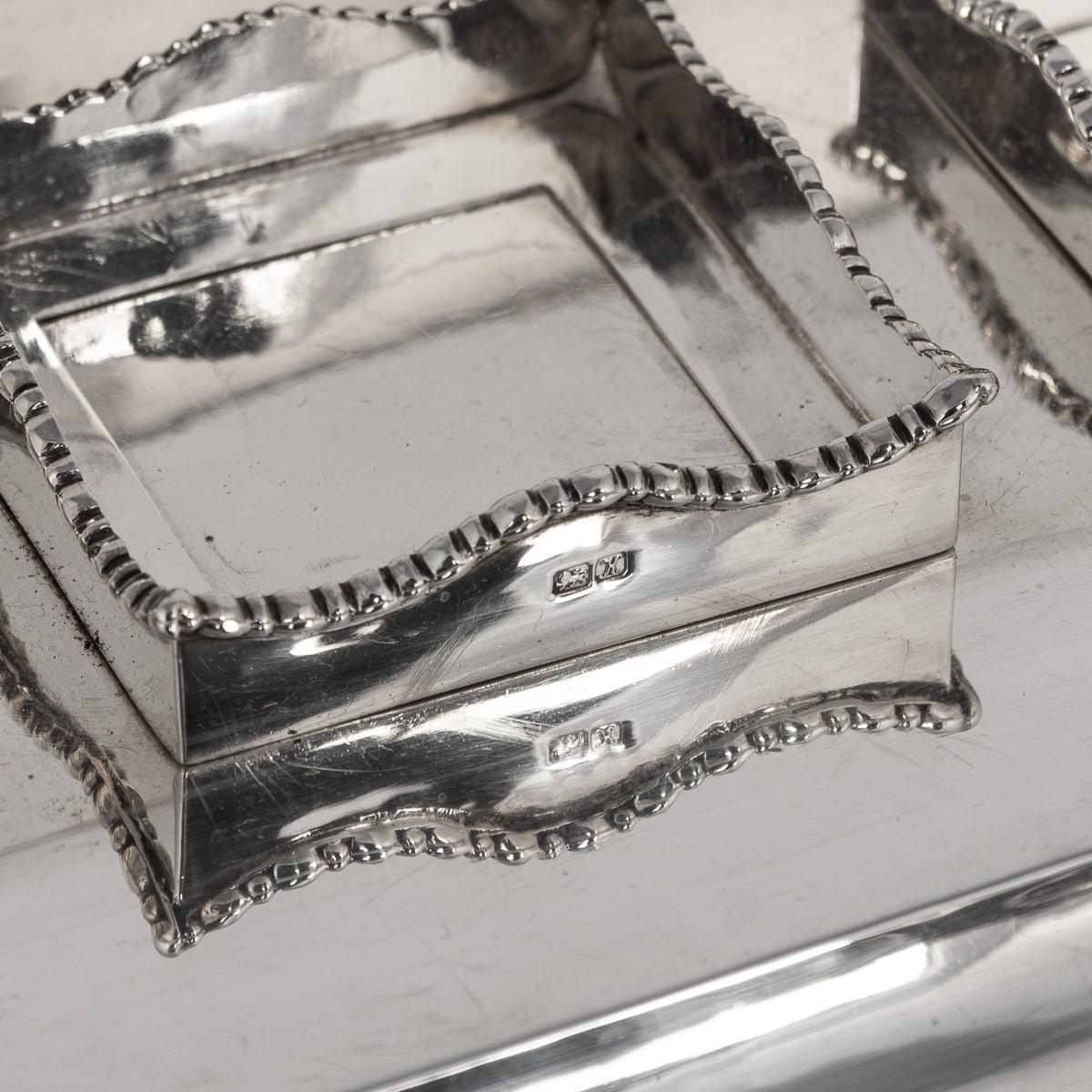 Antikes edwardianisches Tintenfass-Schreibtischset aus massivem Silber des 20. Jahrhunderts, Chester um 1908 im Angebot 5
