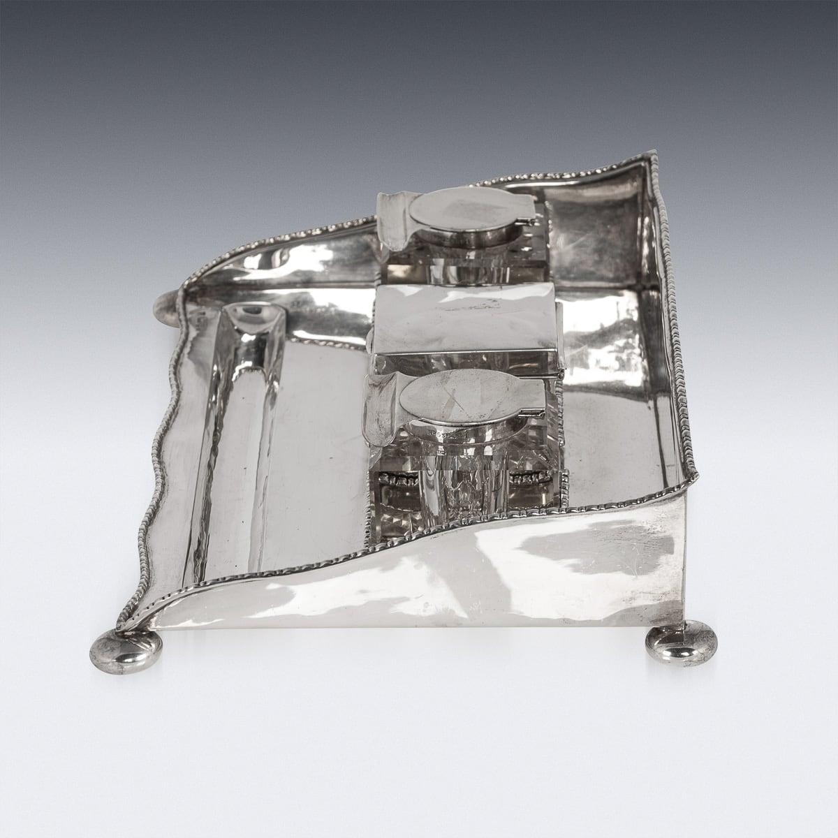 Antikes edwardianisches Tintenfass-Schreibtischset aus massivem Silber des 20. Jahrhunderts, Chester um 1908 (Sonstiges) im Angebot