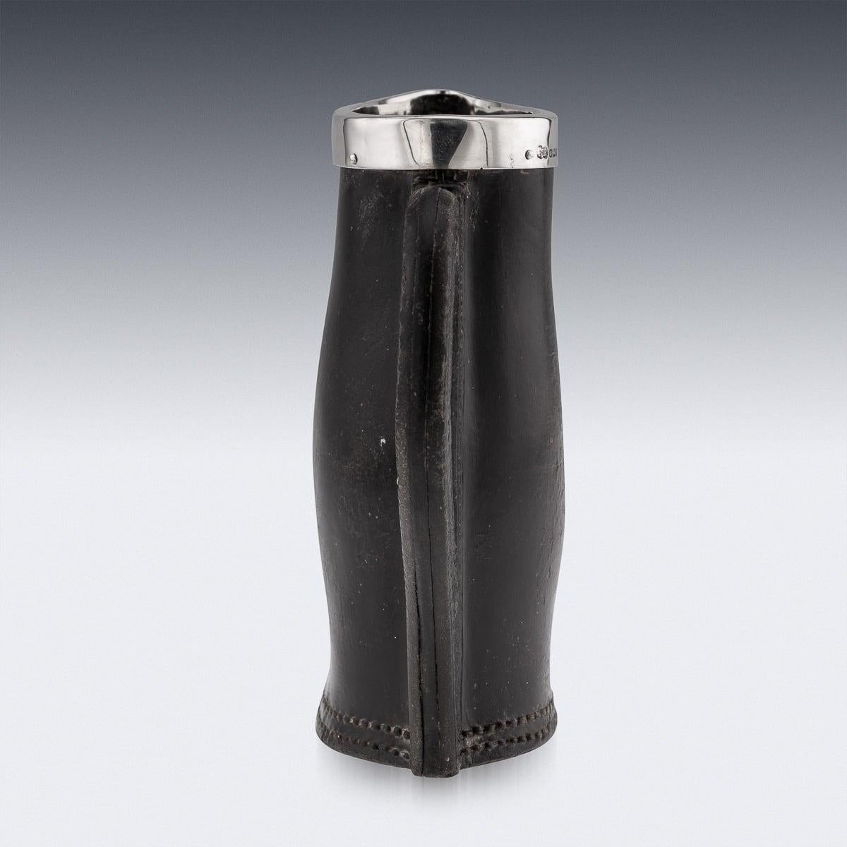 Britannique Antique 20ème siècle Edwardian Solid Silver & Leather 'Bombard' Jug c.1906 en vente