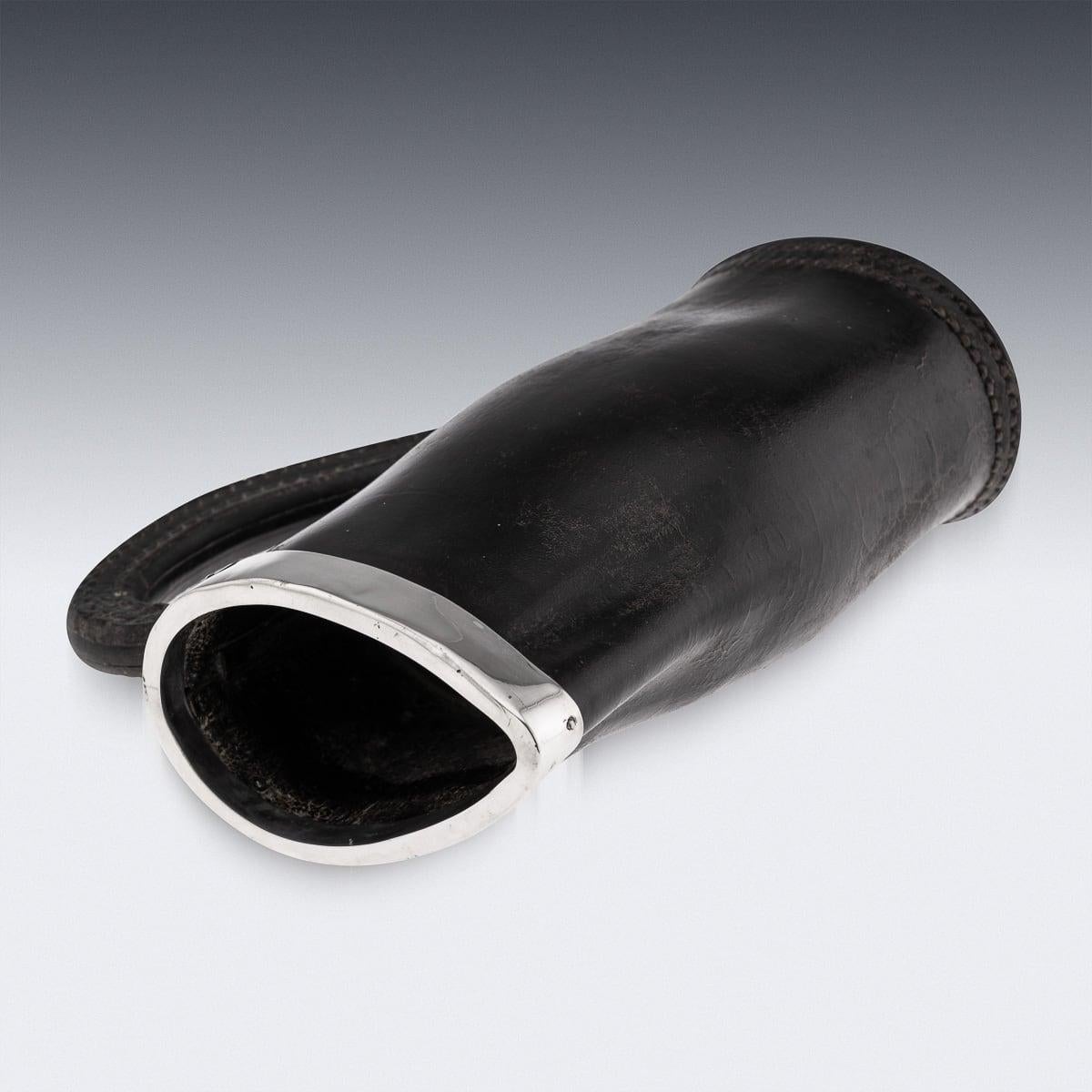 Argent Antique 20ème siècle Edwardian Solid Silver & Leather 'Bombard' Jug c.1906 en vente