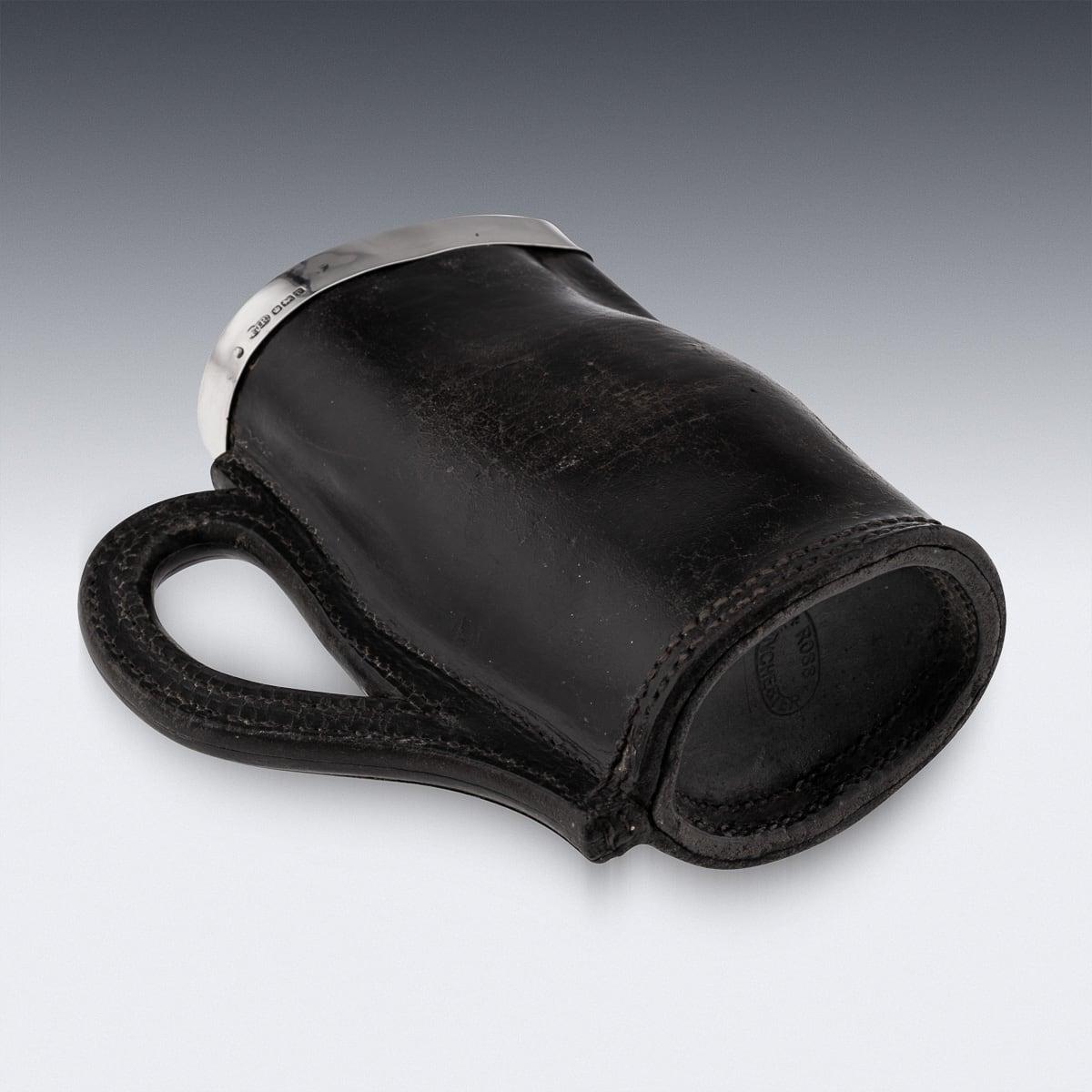 Antique 20ème siècle Edwardian Solid Silver & Leather 'Bombard' Jug c.1906 en vente 1