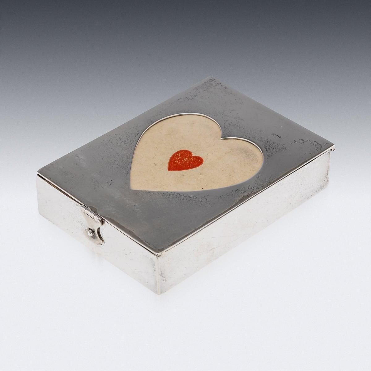 British Antique 20th Century Edwardian Solid Silver Playing Cards Box, London c.1906