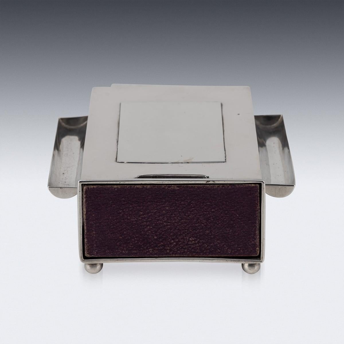 Antique 20th Century Edwardian Solid Silver Table Matchbox Holder, London c.1907 For Sale 2