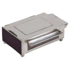 Antique 20th Century Edwardian Solid Silver Table Matchbox Holder, London c.1907