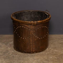 Antique 20th Century Edwardian Vellum Clad Metal Lined Log Bucket c.1910