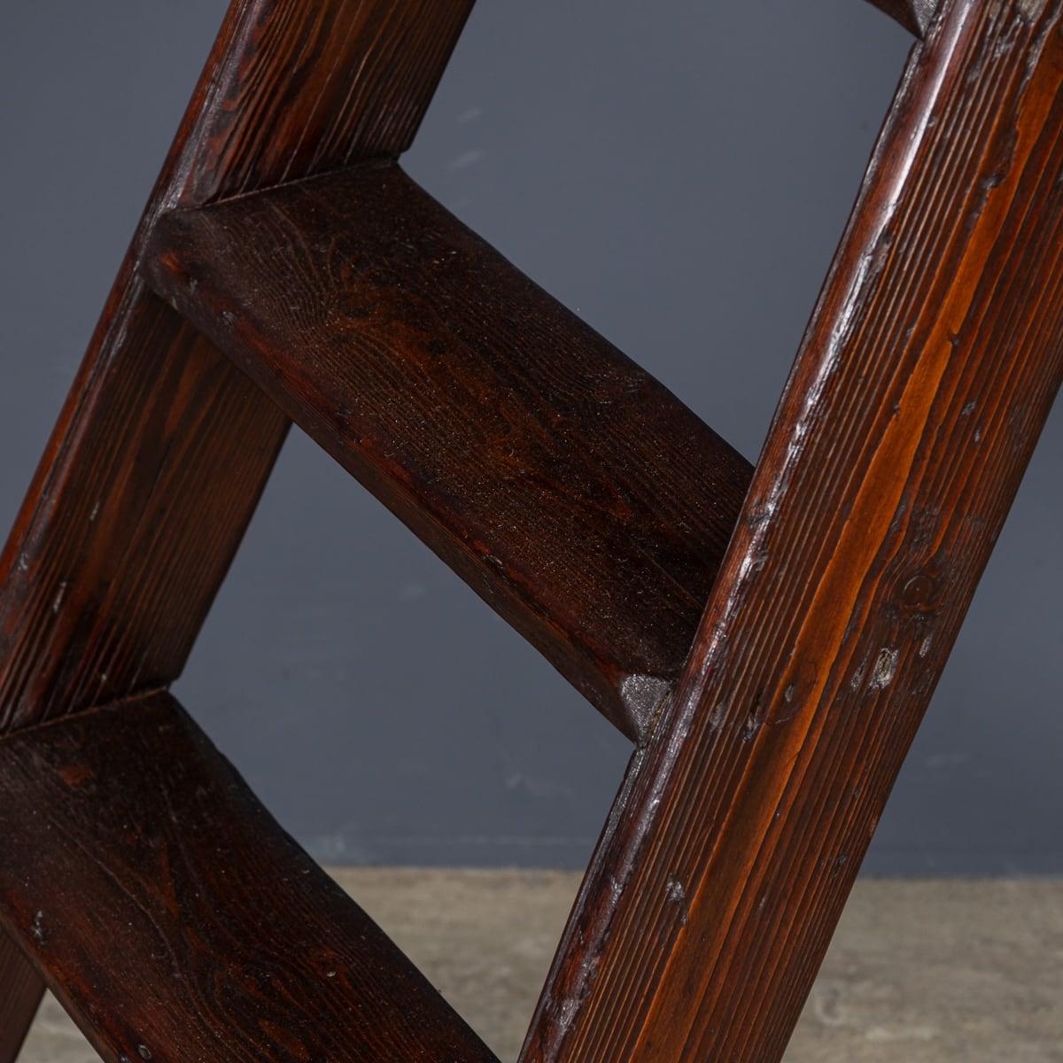 Antique 20th Century Edwardian Wooden Safety Ladder c.1910 For Sale 6