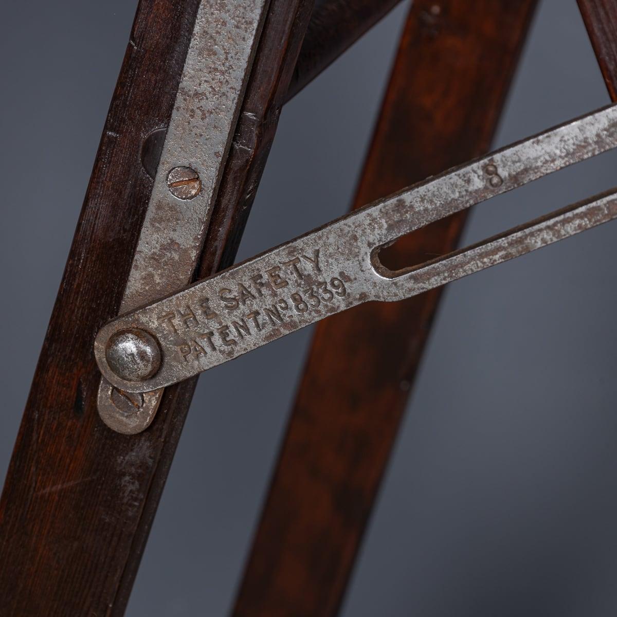 Antique 20th Century Edwardian Wooden Safety Ladder c.1910 For Sale 11