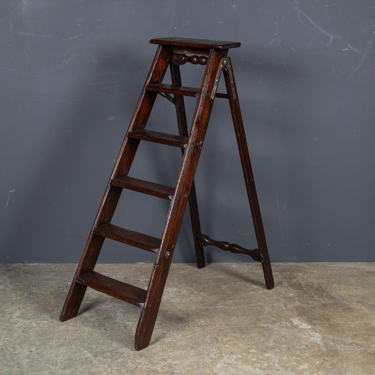 Other Antique 20th Century Edwardian Wooden Safety Ladder c.1910 For Sale