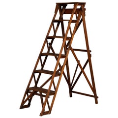 Antique 20th Century English Oak Step Ladder, circa 1900