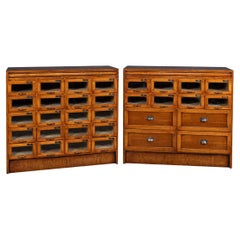 Antique 20th Century English Pair Of Oak Haberdashery Drawers c.1920