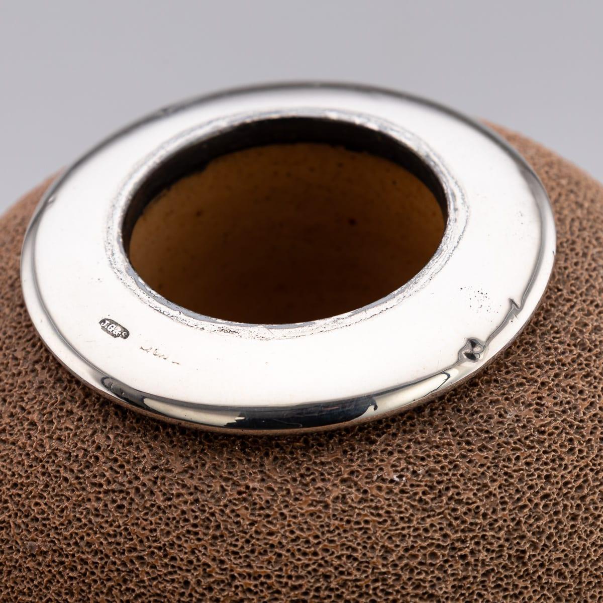 Antique 20th Century English Silver-Mounted Royal Doulton Ceramic Match Striker For Sale 5