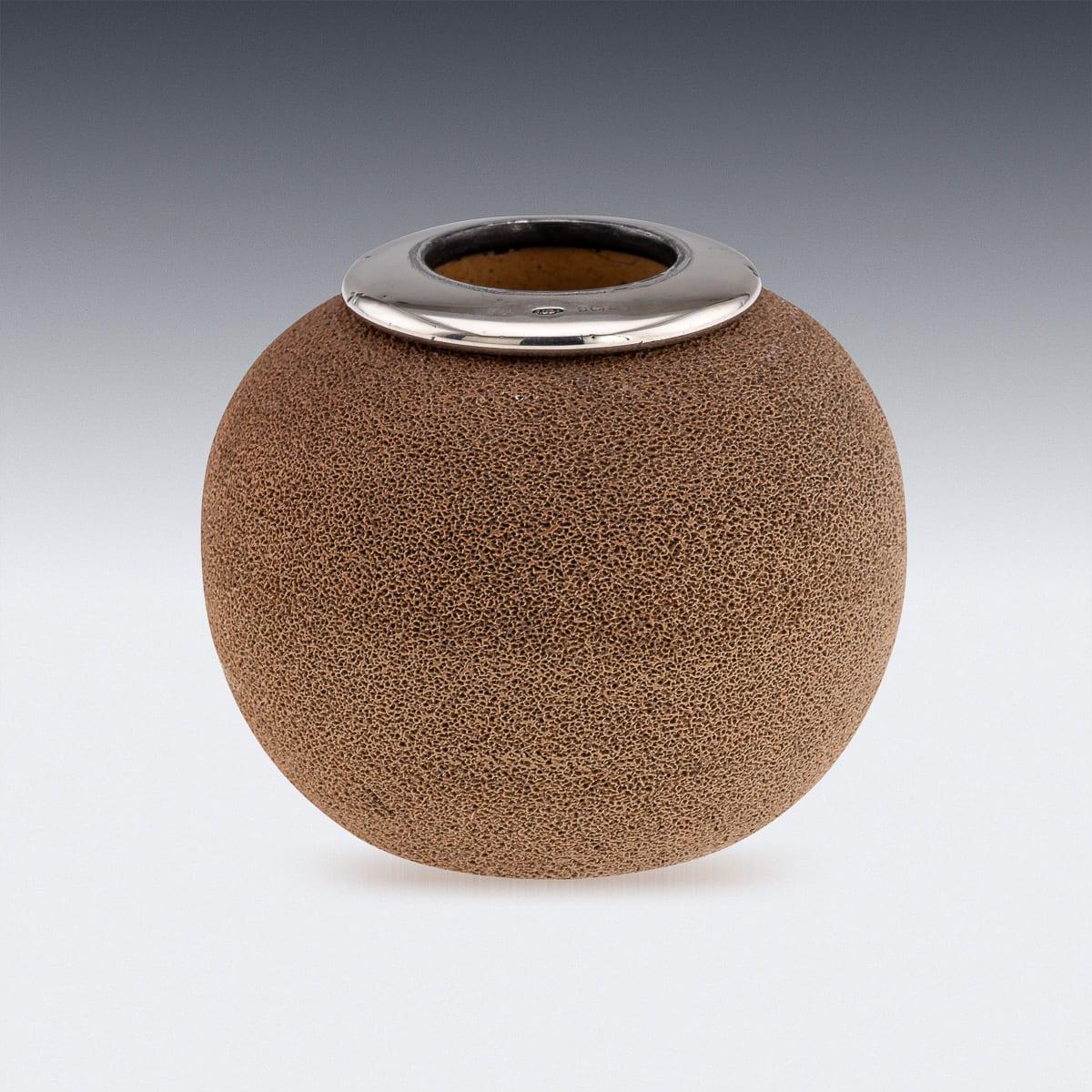 Other Antique 20th Century English Silver-Mounted Royal Doulton Ceramic Match Striker For Sale