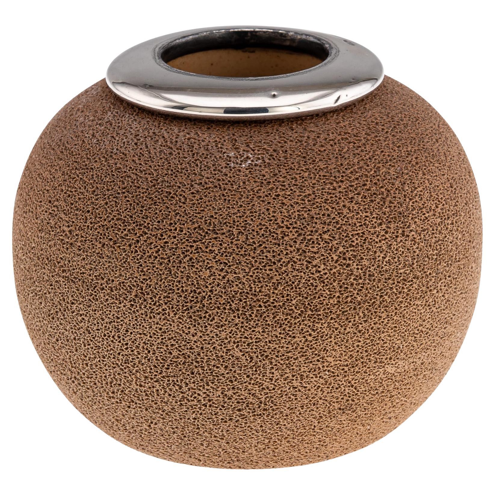 Antique 20th Century English Silver-Mounted Royal Doulton Ceramic Match Striker For Sale