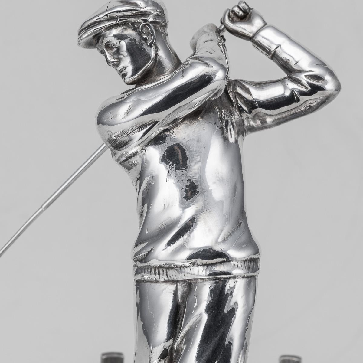 Antico calamaio da golf inglese del XX secolo, placcato in argento, c.1920 in vendita 5