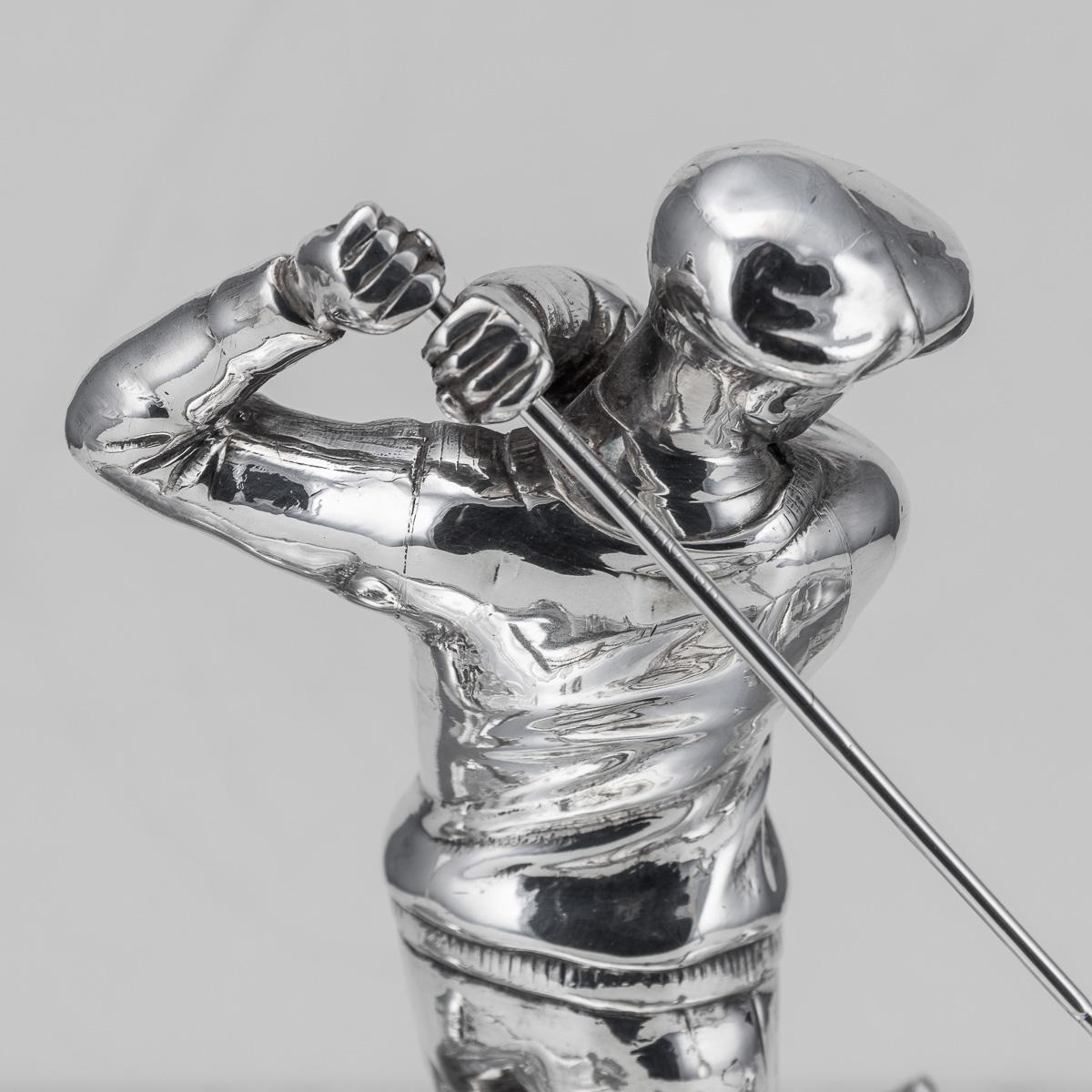 Antico calamaio da golf inglese del XX secolo, placcato in argento, c.1920 in vendita 6