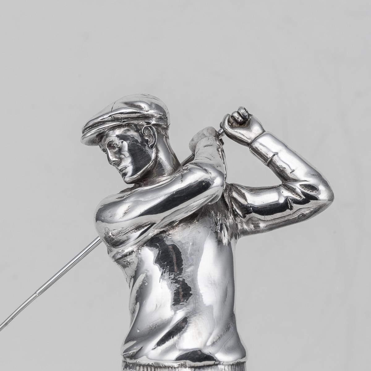 Antico calamaio da golf inglese del XX secolo, placcato in argento, c.1920 in vendita 2