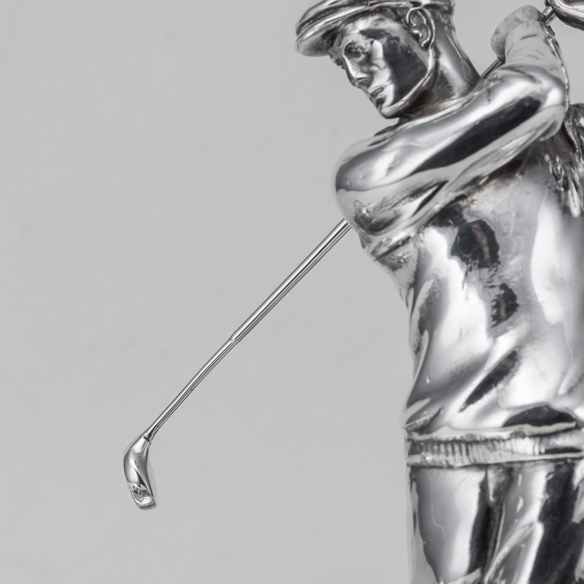 Antico calamaio da golf inglese del XX secolo, placcato in argento, c.1920 in vendita 3