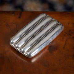 Antiguo estuche para puros de plata maciza inglesa del siglo XX, Birmingham c.1904