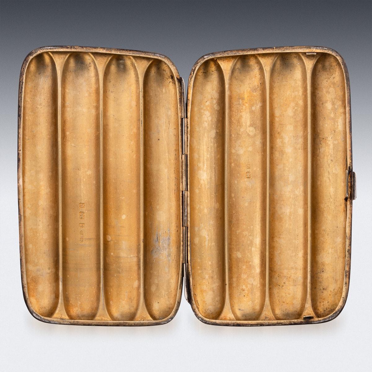Early 20th Century Antique 20th Century English Solid Silver Cigar Case, Birmingham c.1904 For Sale