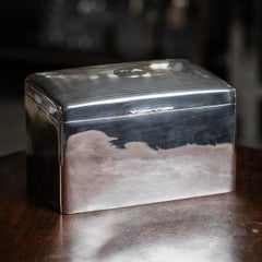 Antigua caja de puros inglesa del siglo XX de plata maciza torneada c.1910