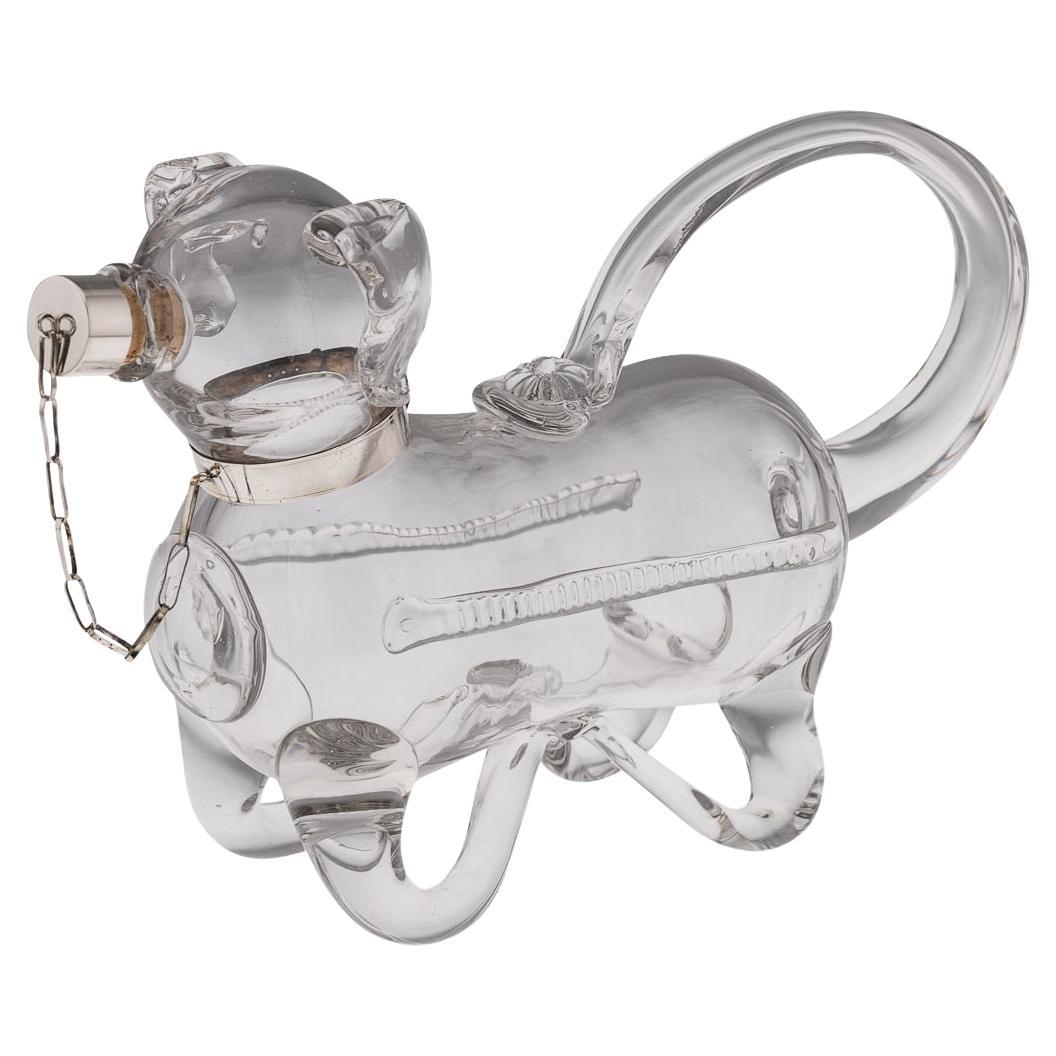 Antique 20th Century English Solid Silver & Glass Novelty Claret Jug c.1916